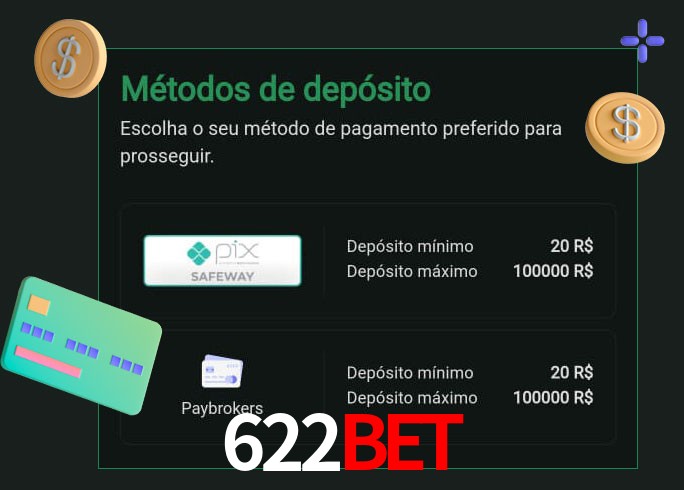 O cassino 622BET oferece uma grande variedade de métodos de pagamento